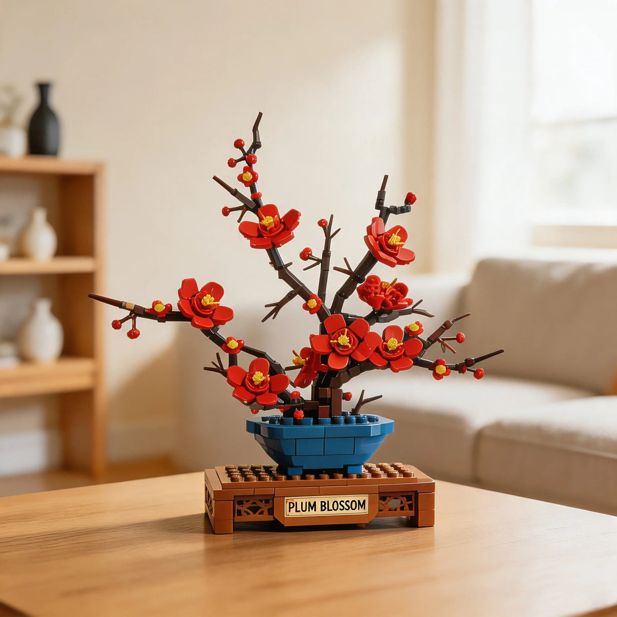 PLUM BLOSSOM POTTED PLANT BUILDING BLOCKS, Ages 18+, 736PCS