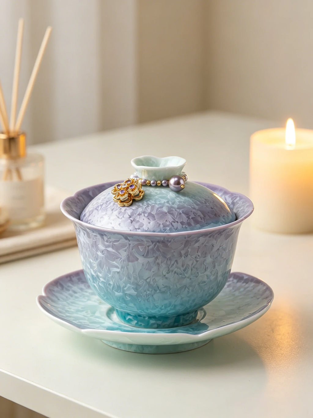 The "Ice Bloom" Crystalline Gaiwan | Lavender Mist Edition