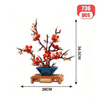 PLUM BLOSSOM POTTED PLANT BUILDING BLOCKS, Ages 18+, 736PCS