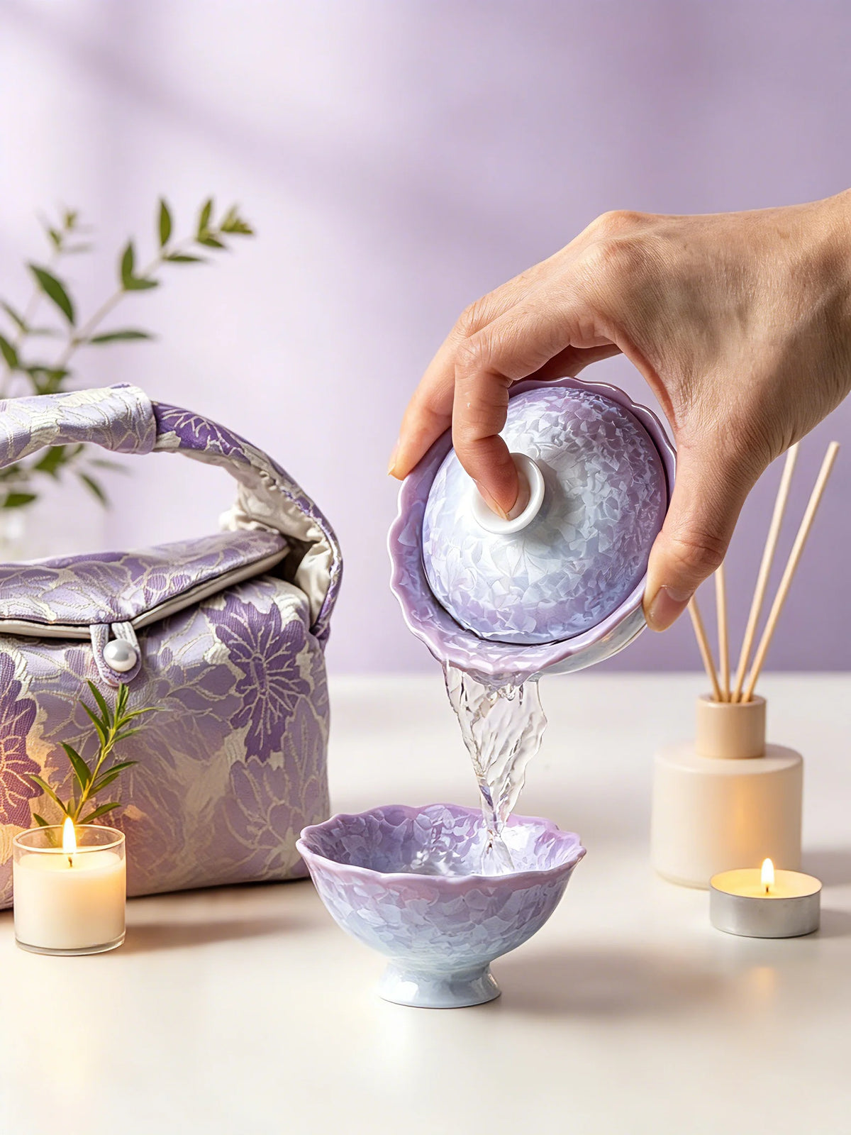 The "Ice Bloom" Crystalline Gaiwan | Lavender Mist Edition