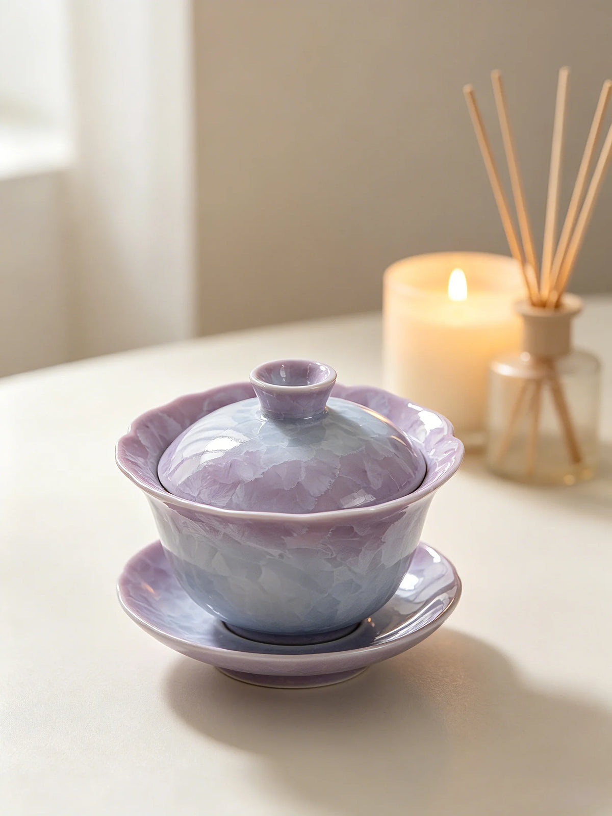 The "Ice Bloom" Crystalline Gaiwan | Lavender Mist Edition