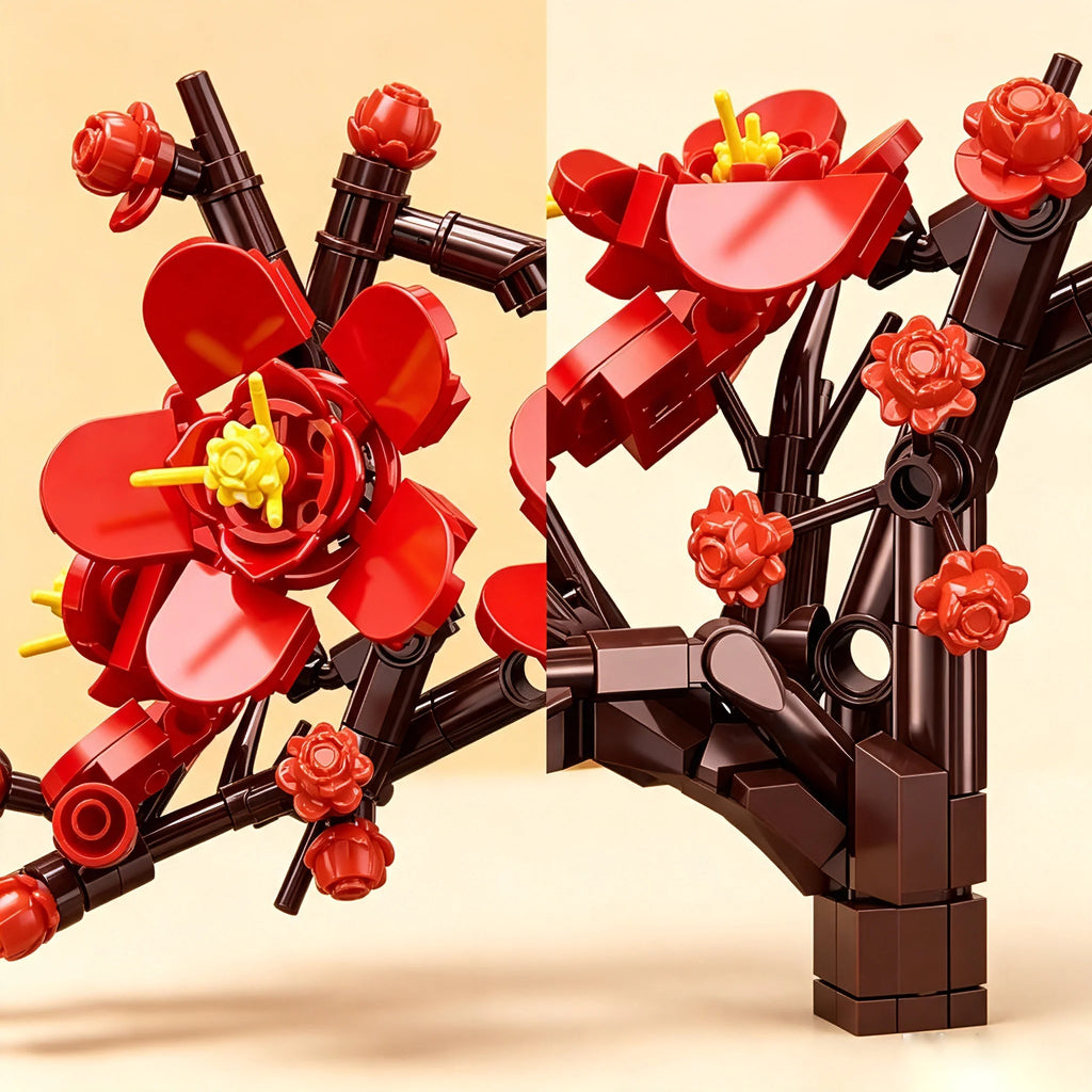 PLUM BLOSSOM POTTED PLANT BUILDING BLOCKS, Ages 18+, 736PCS