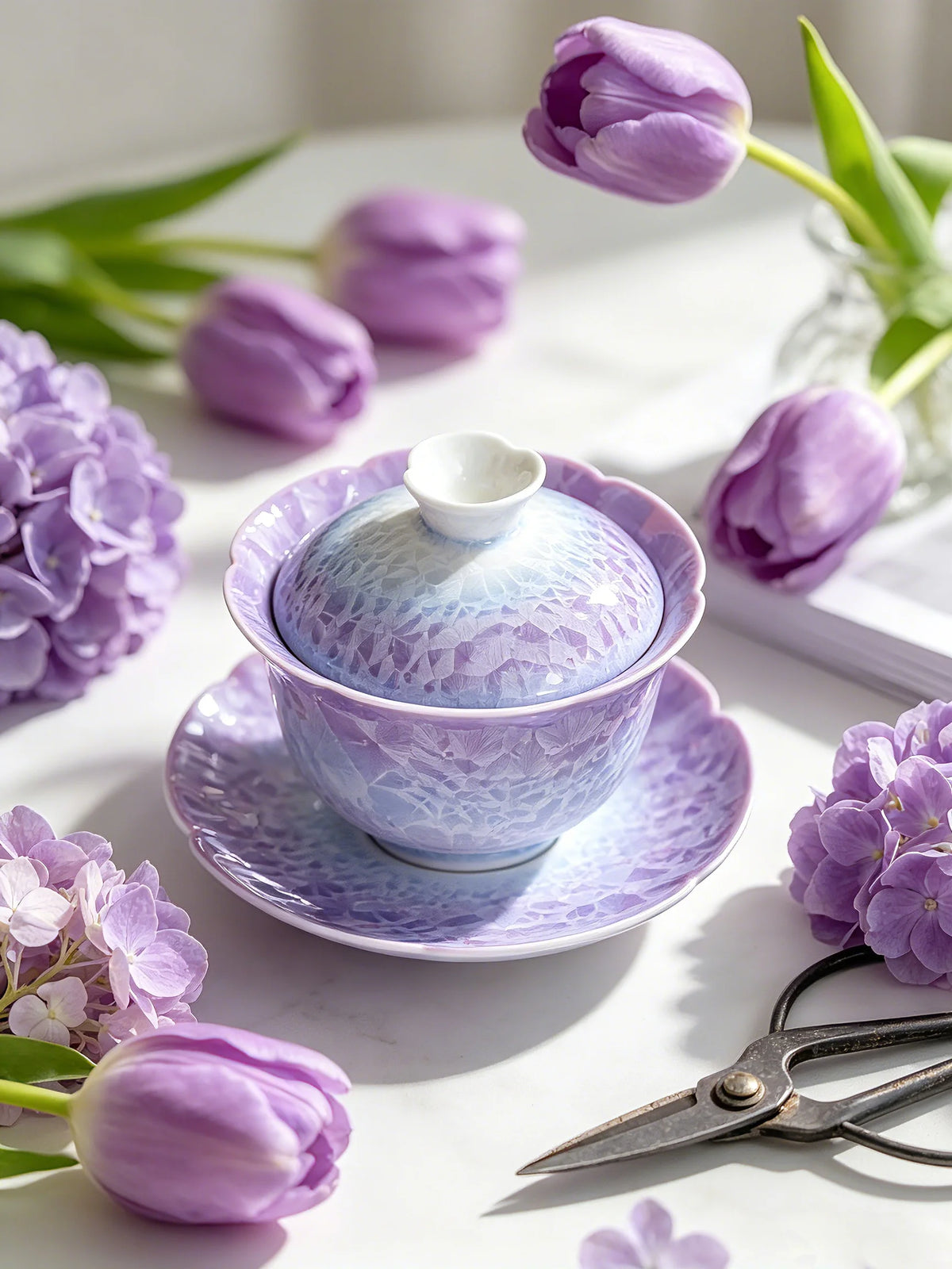 The "Ice Bloom" Crystalline Gaiwan | Lavender Mist Edition